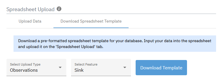 Screencap showing the Upload Spreadsheet tab