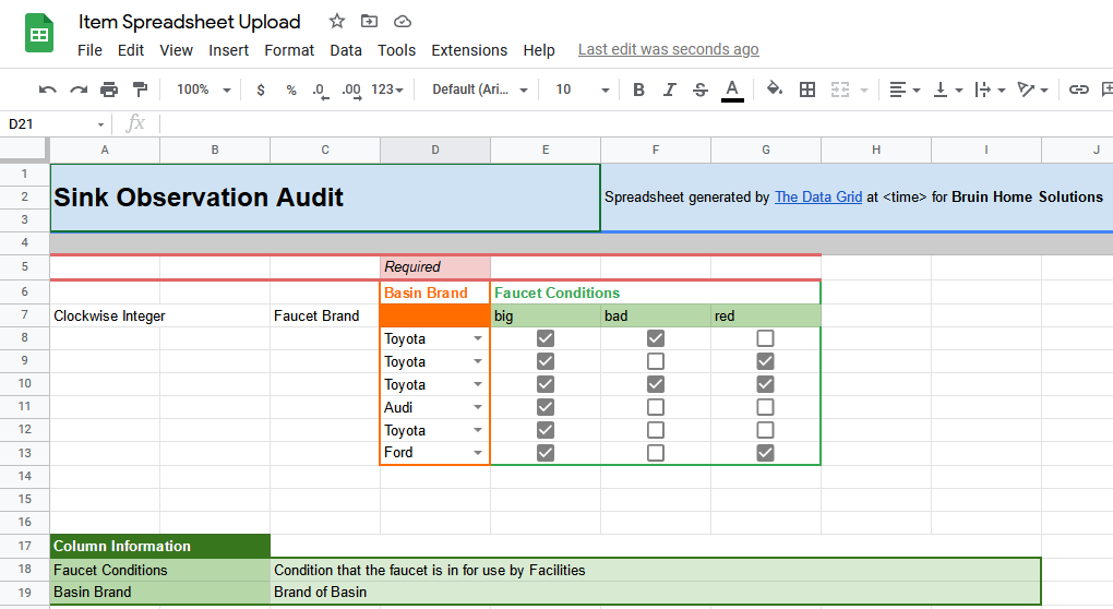 Screencap showing Google Sheets
